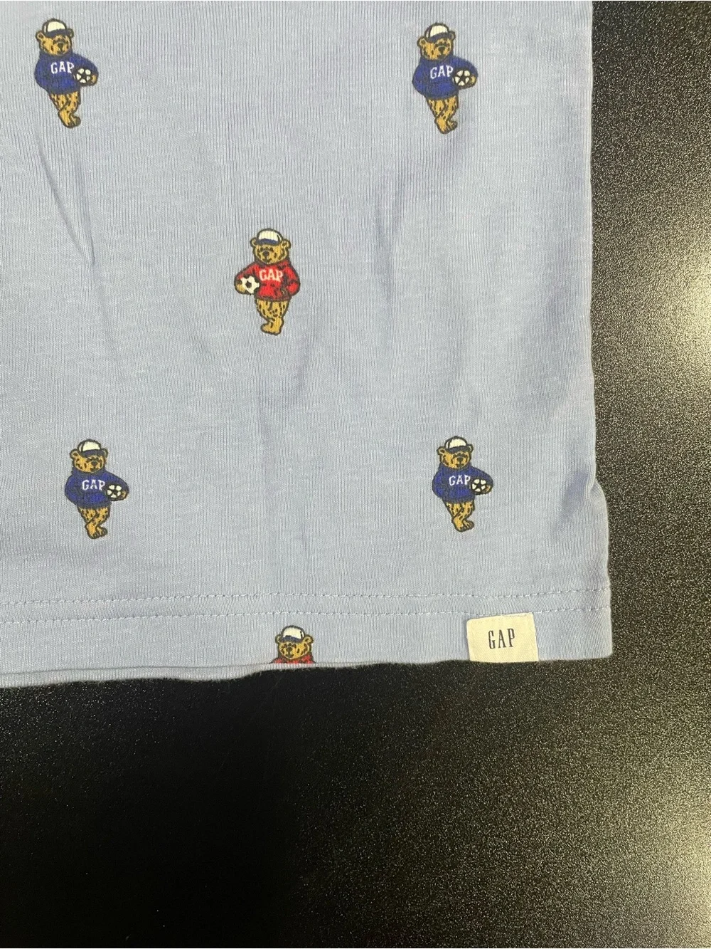 GAP Light Blue Teddy Bear Soccer Short Sleeve Pajama Set Fits 2T 🐻 ⚽️